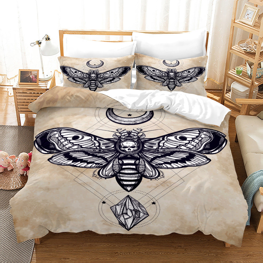 Household Acherontia Lachesis Printed Bed Sheet Bedding Set