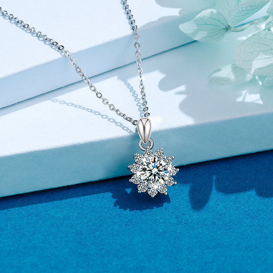 Meta  Digital Store  Moissanite Sun Flower Necklace 925 Sterling Silver