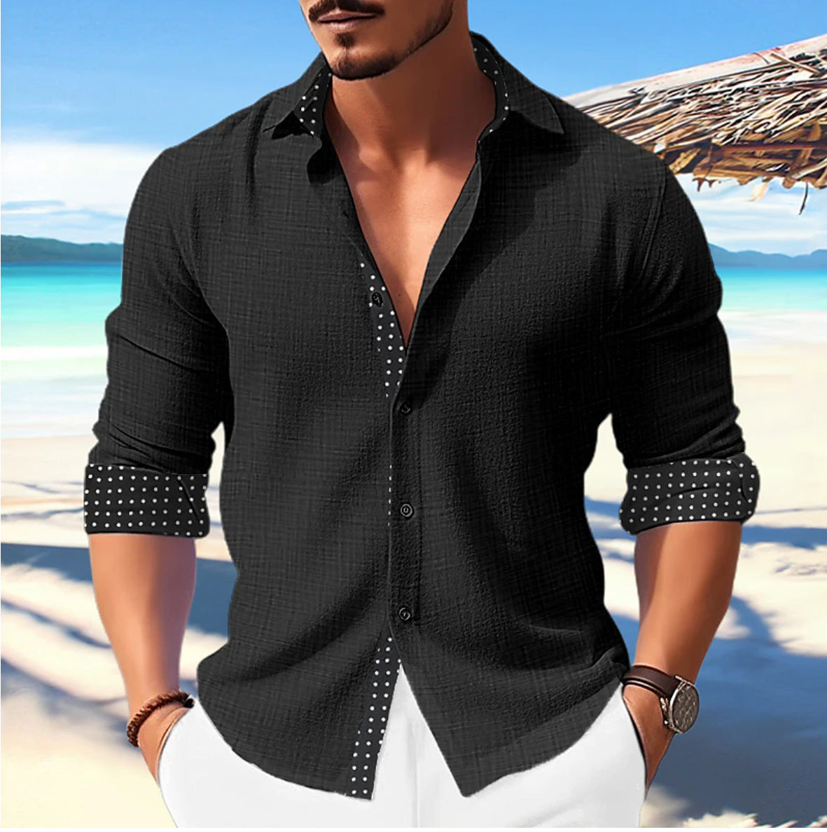 Meta  Digital Store  Casual Fashion  Trends 3D Printed Men's Long Sleeve Shirt