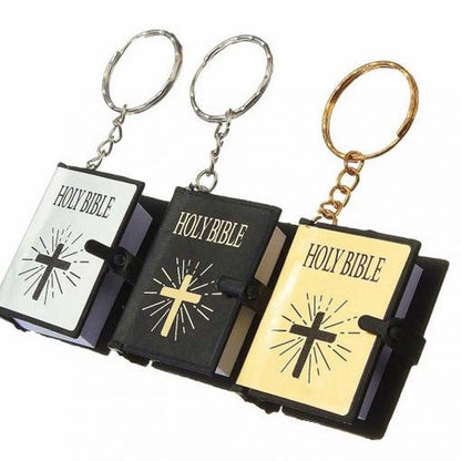 Cross mini bible book pendant keyring