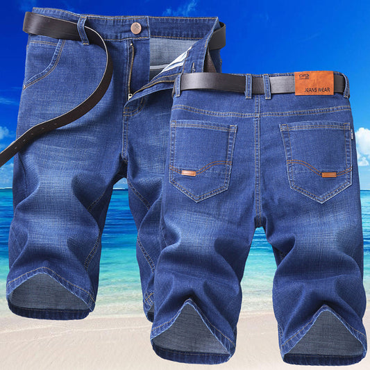 Meta Digital Store Jeans  Jeans Shorts Men Elastic Straight Denim Mid Waist Loose Shorts