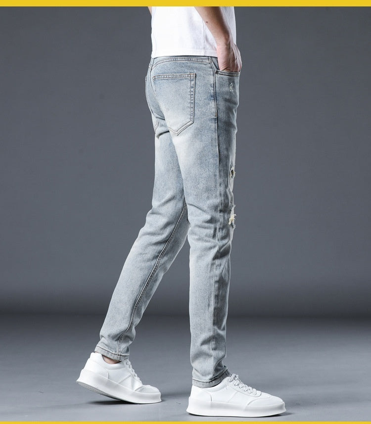 Meta Digital Store Jeans New Patch Ripped Jeans Men's Stretch