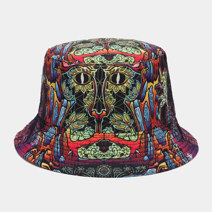 Digital  Store Graffiti  Double-sided Bucket Hat Female Party Hip Hop Bucket Hat