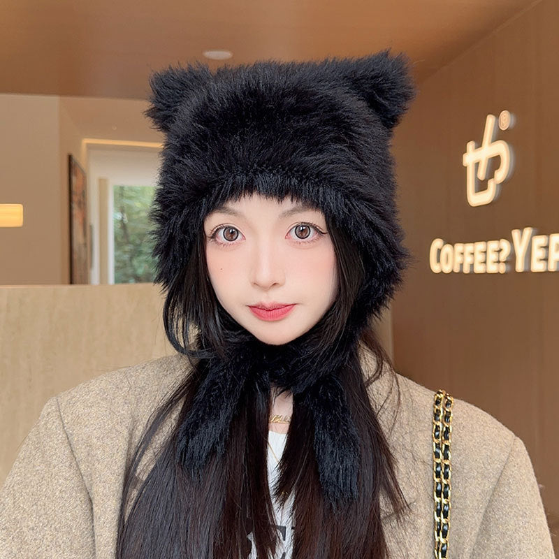 Meta  Digital Store  Autumn And Winter Online Influencer Cute Plush Bear Hat Thickened Warm