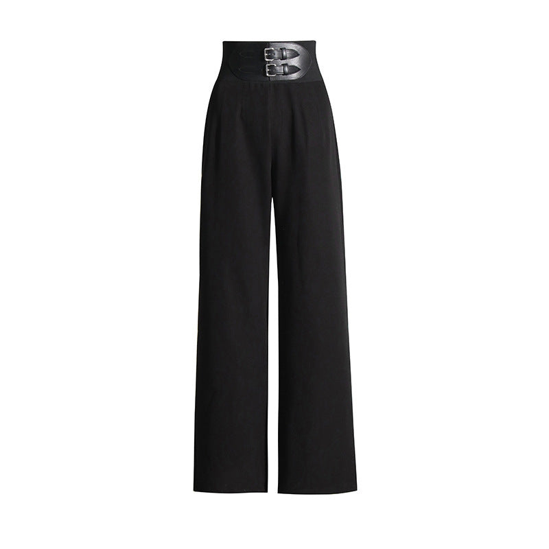 Slimming Wide Leg Casual Trousers Women's