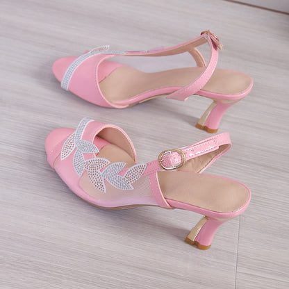 Woman  Shoe Store  Summer New High Heel Sandals Stiletto Heel Rhinestone Buckle Sandals Fashion Sexy High Heels