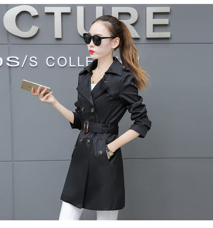 Woman  Digi Store  Slim Women Trench Coat Plus Size Mid-length