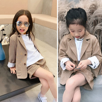 Meta Store Boys Clothing new Korean children's clothing men and women children suit suit casual two-piece tide handsome cute wind