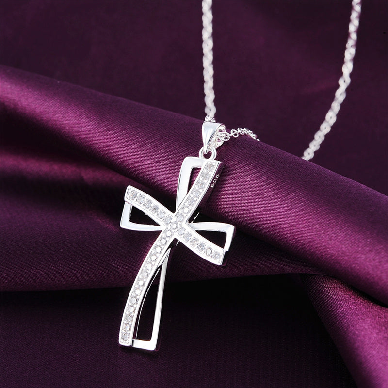 Meta  Digital Store  Silver Classic Personality Cross Pendant Necklace