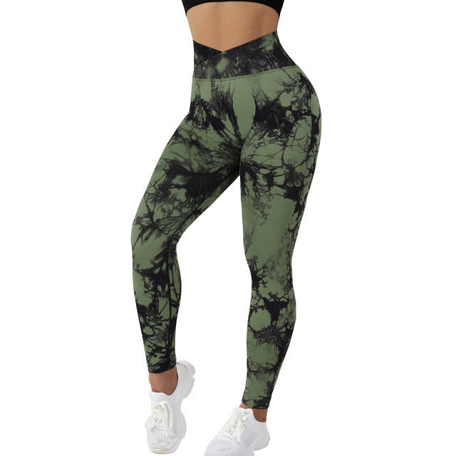 Meta  Digital Store  Seamless Tie Dye Leggings Women Yoga Pants Push Up Sport Fitness Running Gym Leggings