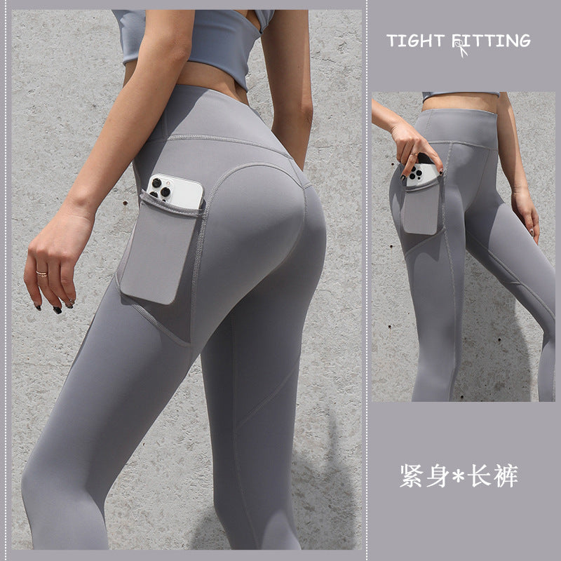 Meta Gym Sport Naatlose Leggings Met Sakke Opstoot Hoë middellyfbroek Vroue Fiksheid Hardloop Joga Broek Gym Sport Naatlose Leggings