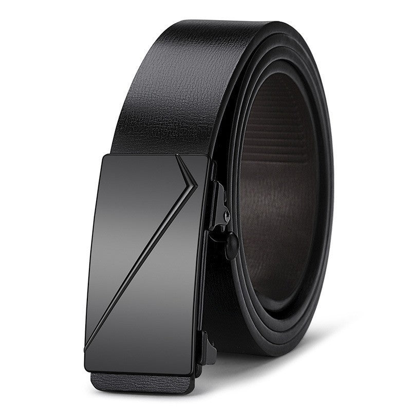 Meta  Digital Store  Men's Inner Wear Toothless Automatic Buckle Belt Business Casual All-match Trendy Two-layer Cowhide