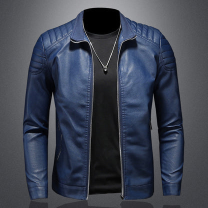 Meta Digital Store Men's Leather Motorcycle Jacket Thin Coat