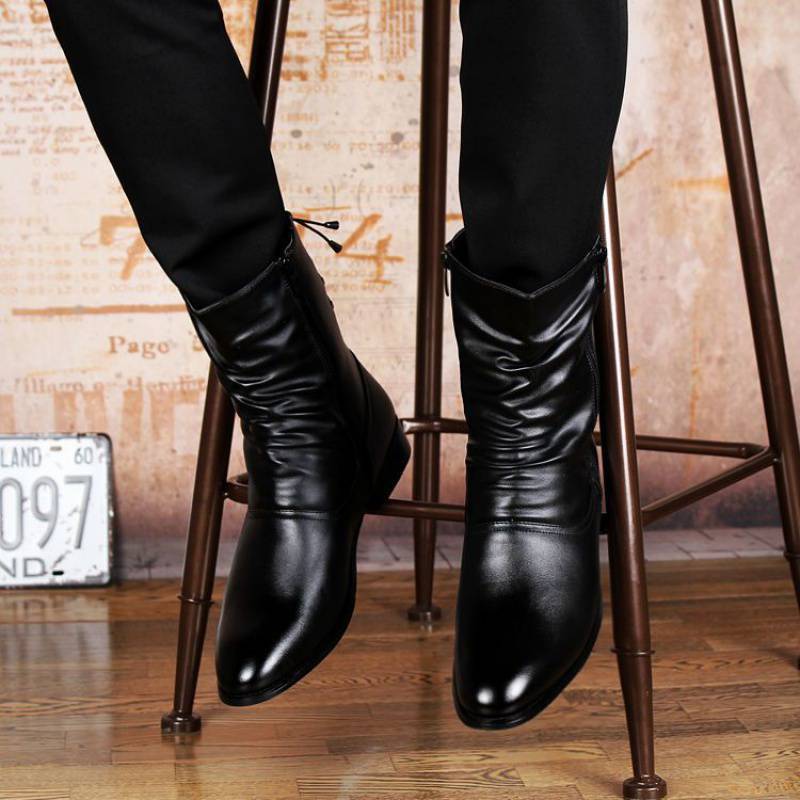 Meta  Shoes British  Fashion Leather Pointed Men's Boots