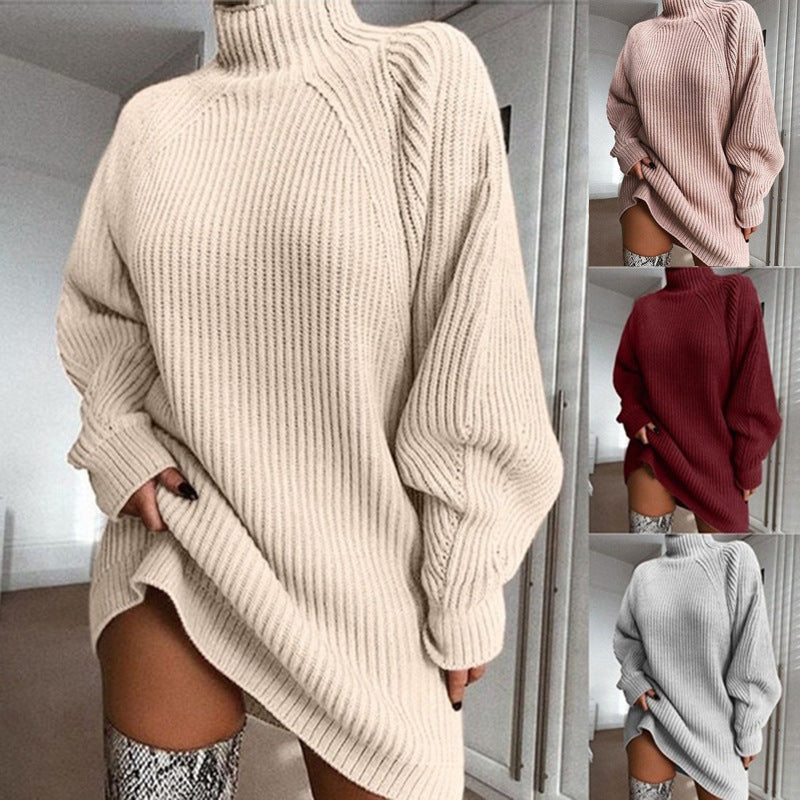 Meta Woman Fashion Soliede Turtleneck Lang Trui Winter Warm Vroue Trui rok