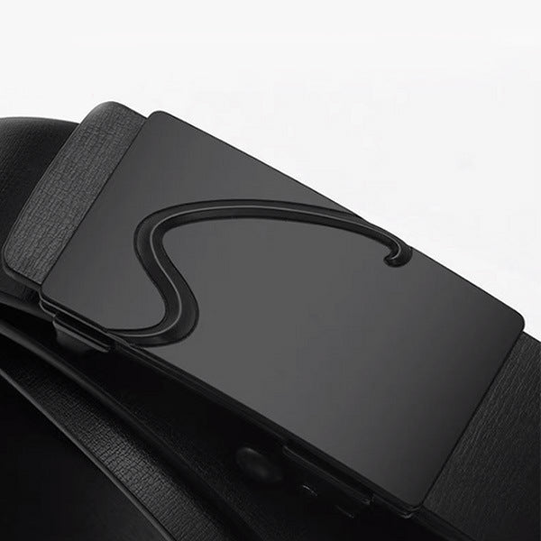 Meta  Digital Store  Men's Inner Wear Toothless Automatic Buckle Belt Business Casual All-match Trendy Two-layer Cowhide