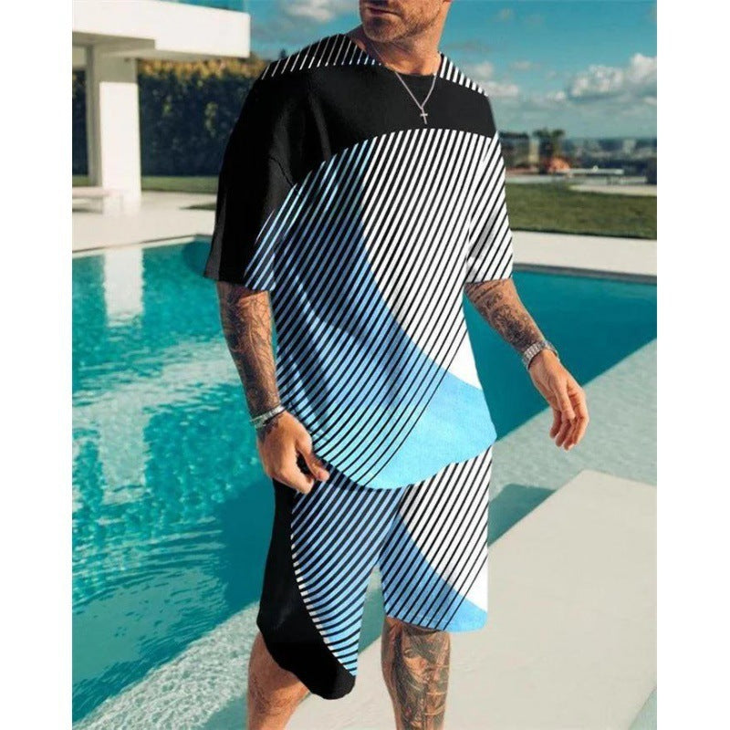 Meta Digital Store Short Sleeve Foreign Trade Men Leisure Set Suit