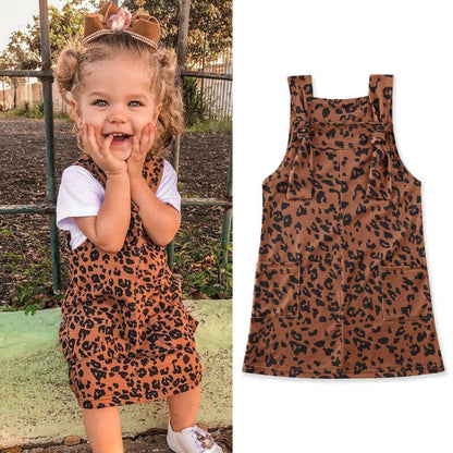 Meta Store Girls Clothes Baby Kid Girls Leopard Dress Sleeveless Casual