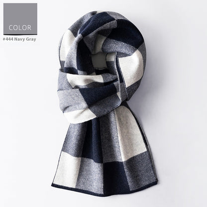 Wool Scarf Men's Winter Plaid Double-sided Scarf