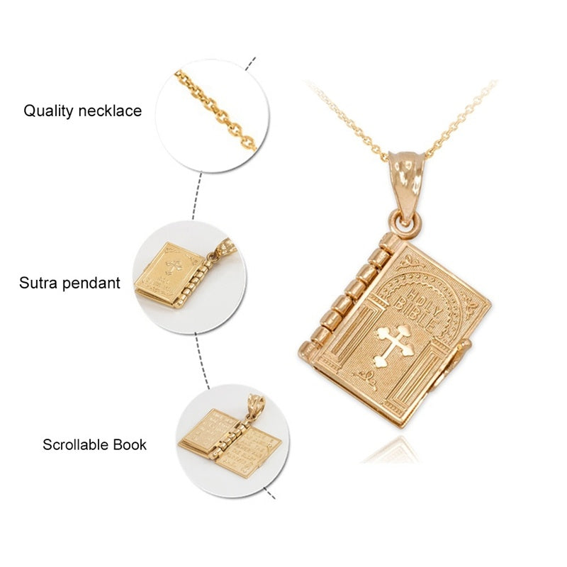 Meta Digital Store Bible Religion Necklace Openable Holy Bible Book Pendant Necklaces Christian Judaism Catholicism Orthodox Jewelry