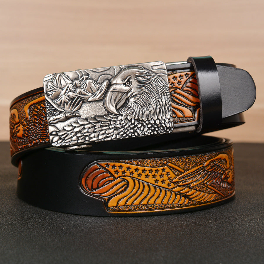 Meta  Digital Store  Men's Fashion  Belt Eagle  Wings Embossing