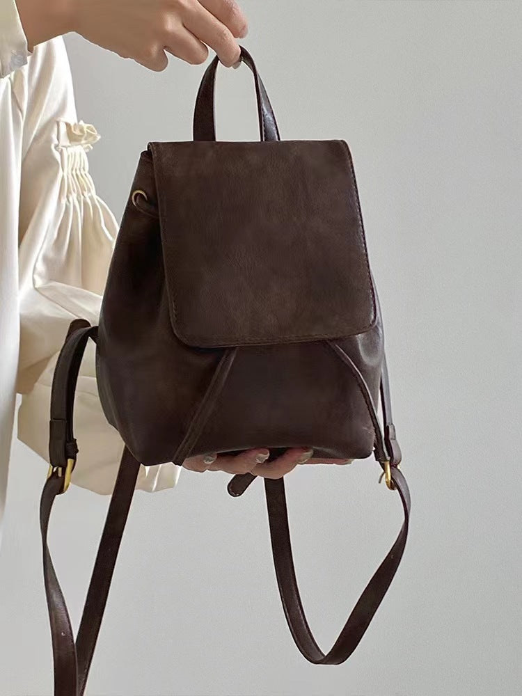 Meta  Digital Store  Retro Brown Backpack Women's Simple Literary Shoulder Bag