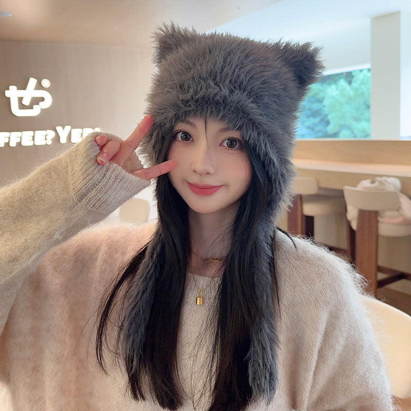 Meta  Digital Store  Autumn And Winter Online Influencer Cute Plush Bear Hat Thickened Warm