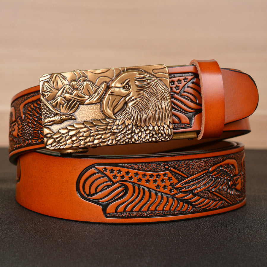 Meta  Digital Store  Men's Fashion  Belt Eagle  Wings Embossing