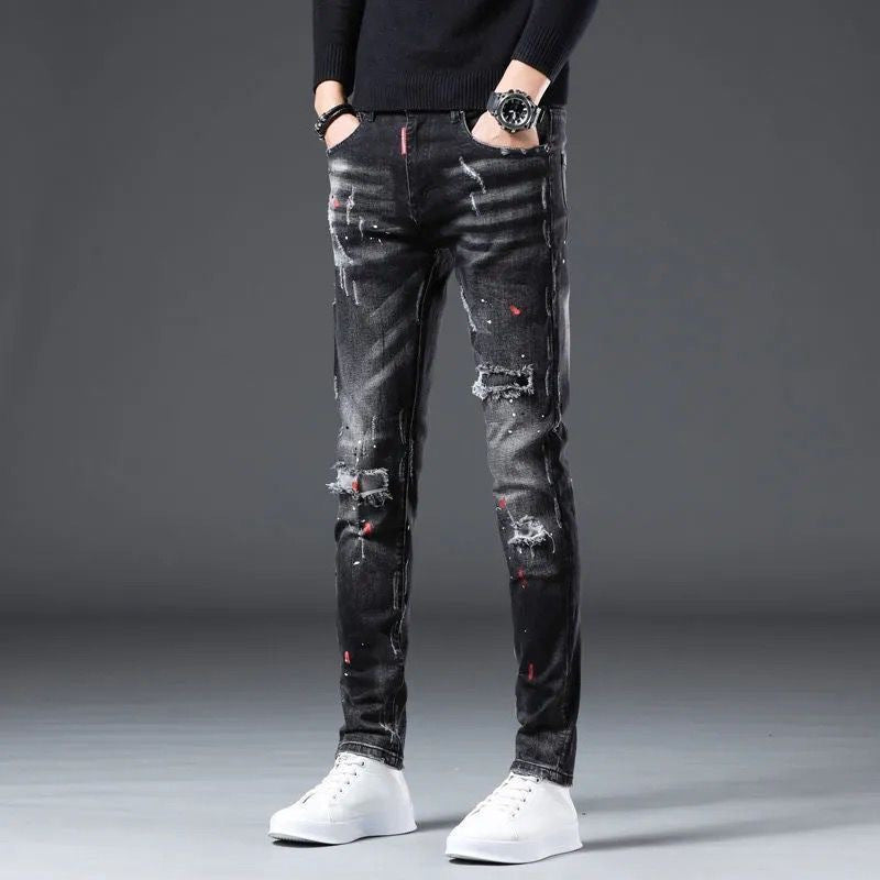 Meta Digital Store Jeans Men's Korean-style Trendy Slim Fit Skinny Pants