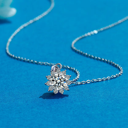 Meta  Digital Store  Moissanite Sun Flower Necklace 925 Sterling Silver