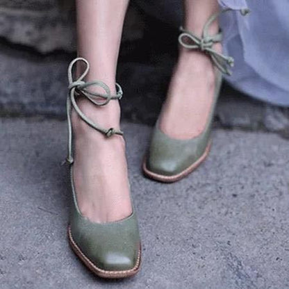 Woman  Shoe Store  Front Lace-up Height Chunky Heel Shoes