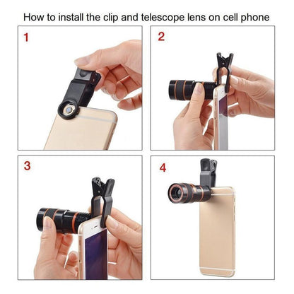 Meta Digital Store Bed Sheet HD 8X Clip On Optical Zoom Telescope Camera Lens For Universal Mobile Cell Phone