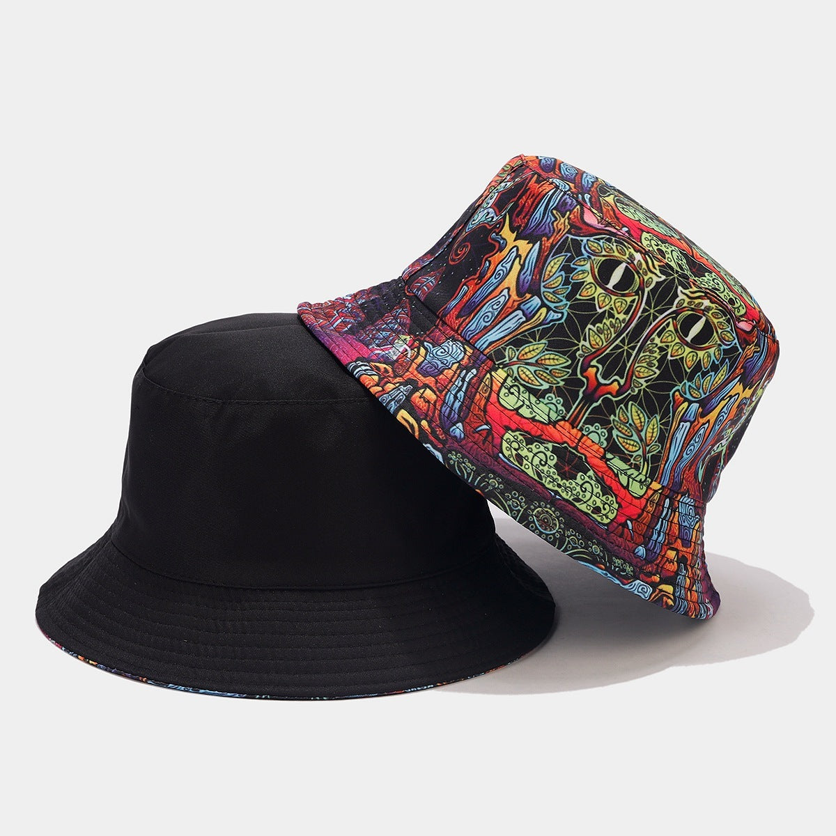 Digital  Store Graffiti  Double-sided Bucket Hat Female Party Hip Hop Bucket Hat