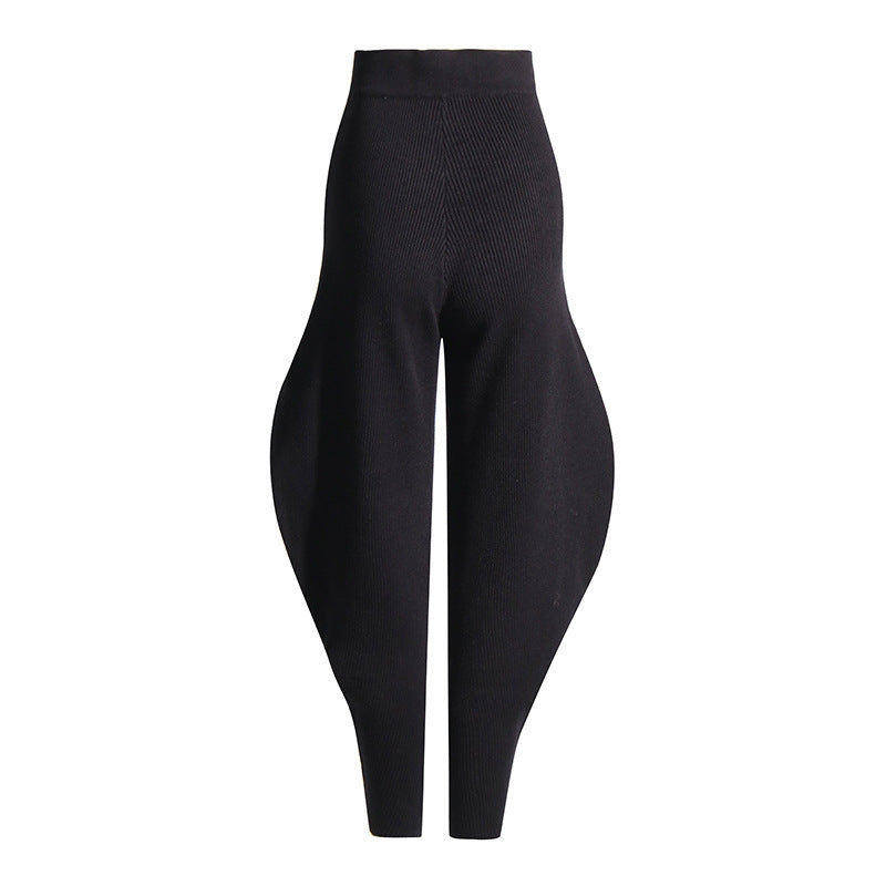 Meta  Digital Store  High Waist Profile Knitted Long Solid Color Women's Flab Hiding Street Hipster Pants