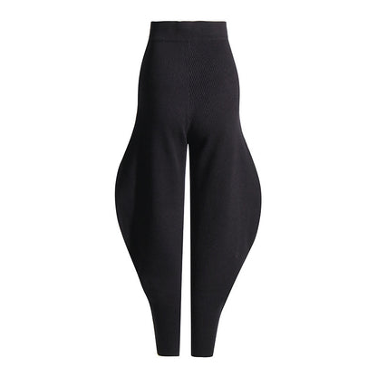 Meta  Digital Store  High Waist Profile Knitted Long Solid Color Women's Flab Hiding Street Hipster Pants