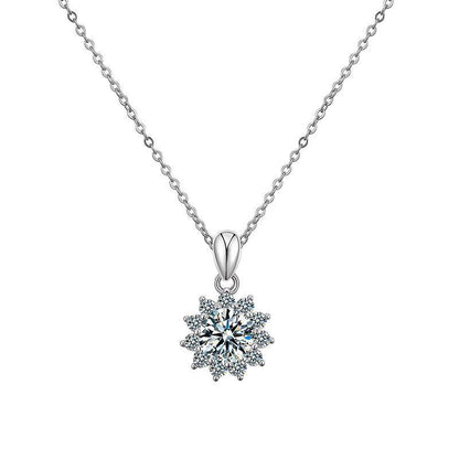 Meta  Digital Store  Moissanite Sun Flower Necklace 925 Sterling Silver