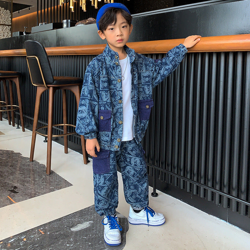 Meta Store Boys Clothing Handsome Boy Clothes Spring And Autumn Two Piece Set