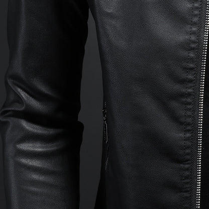 Meta Digital Store Men's Leather Motorcycle Jacket Thin Coat