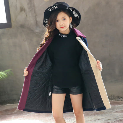 Meta Digital Store Girls Clothes Big Kids Korean AutumnWinter Woolen Coat