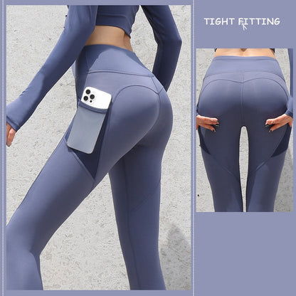 Meta Gym Sport Naatlose Leggings Met Sakke Opstoot Hoë middellyfbroek Vroue Fiksheid Hardloop Joga Broek Gym Sport Naatlose Leggings