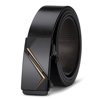 Meta  Digital Store  Men's Inner Wear Toothless Automatic Buckle Belt Business Casual All-match Trendy Two-layer Cowhide