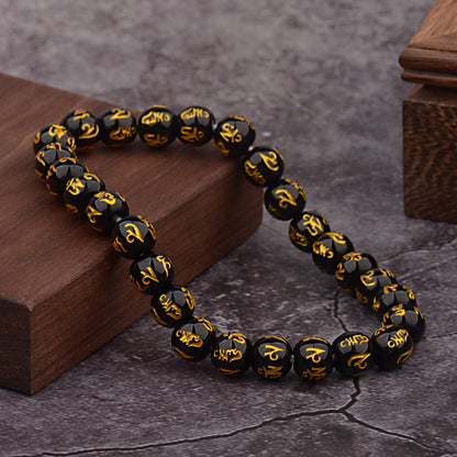 Meta Digital Store Buddha Head Sanskrit Nationality Religion Stone Bead Elastic String Bracelet