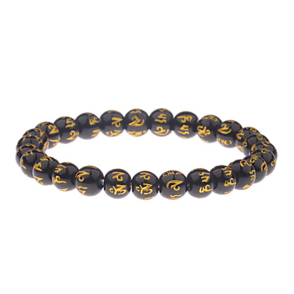 Meta Digital Store Buddha Head Sanskrit Nationality Religion Stone Bead Elastic String Bracelet