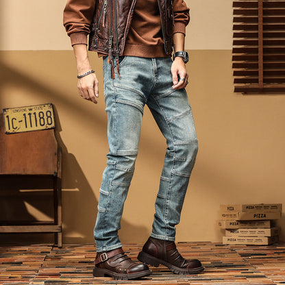 Meta Digital Store Jeans Casual Straight-leg Slim Fit High Quality Stretch Blue Denim Trousers