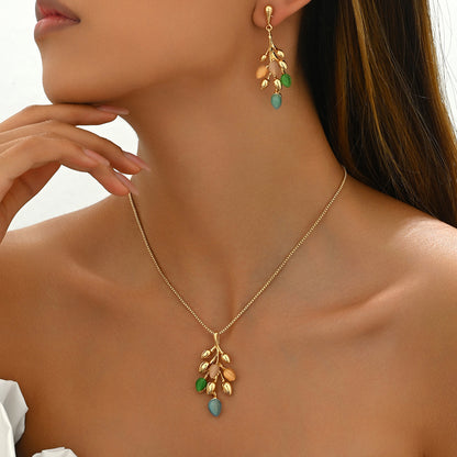 Meta Digital Store Jewelry Women's Earrings Necklace Jewelry Suit Wheat