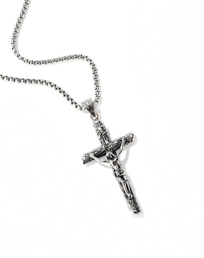 Meta Digital Store Bible  Christian Jesus Cross Pendant Religion Classic Mens Titanium Steel Necklace Factory Direct