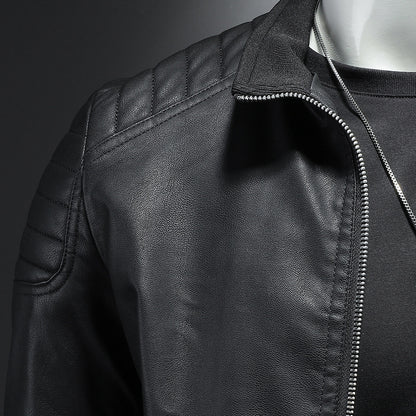 Meta Digital Store Men's Leather Motorcycle Jacket Thin Coat