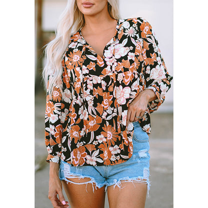 metadigitalstore.com  Women's Floral Print Lace Casual Style Pullover Shirt