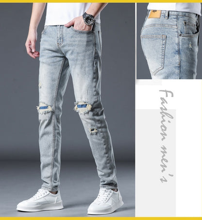 Meta Digital Store Jeans New Patch Ripped Jeans Men's Stretch