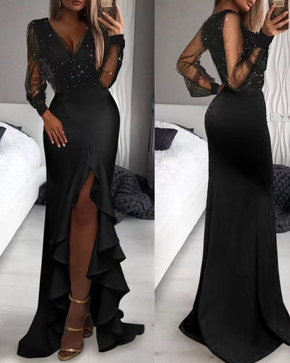 Woman  Digi Store  Artistic Mesh Sequins Temperament Dress